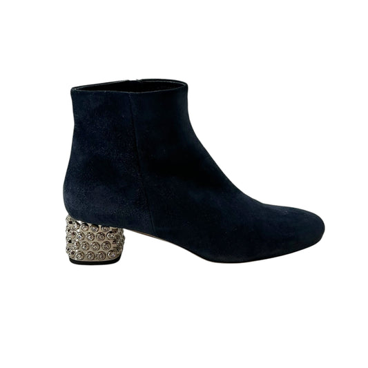 Miu Miu Crystal-Embellished Suede Ankle Boots