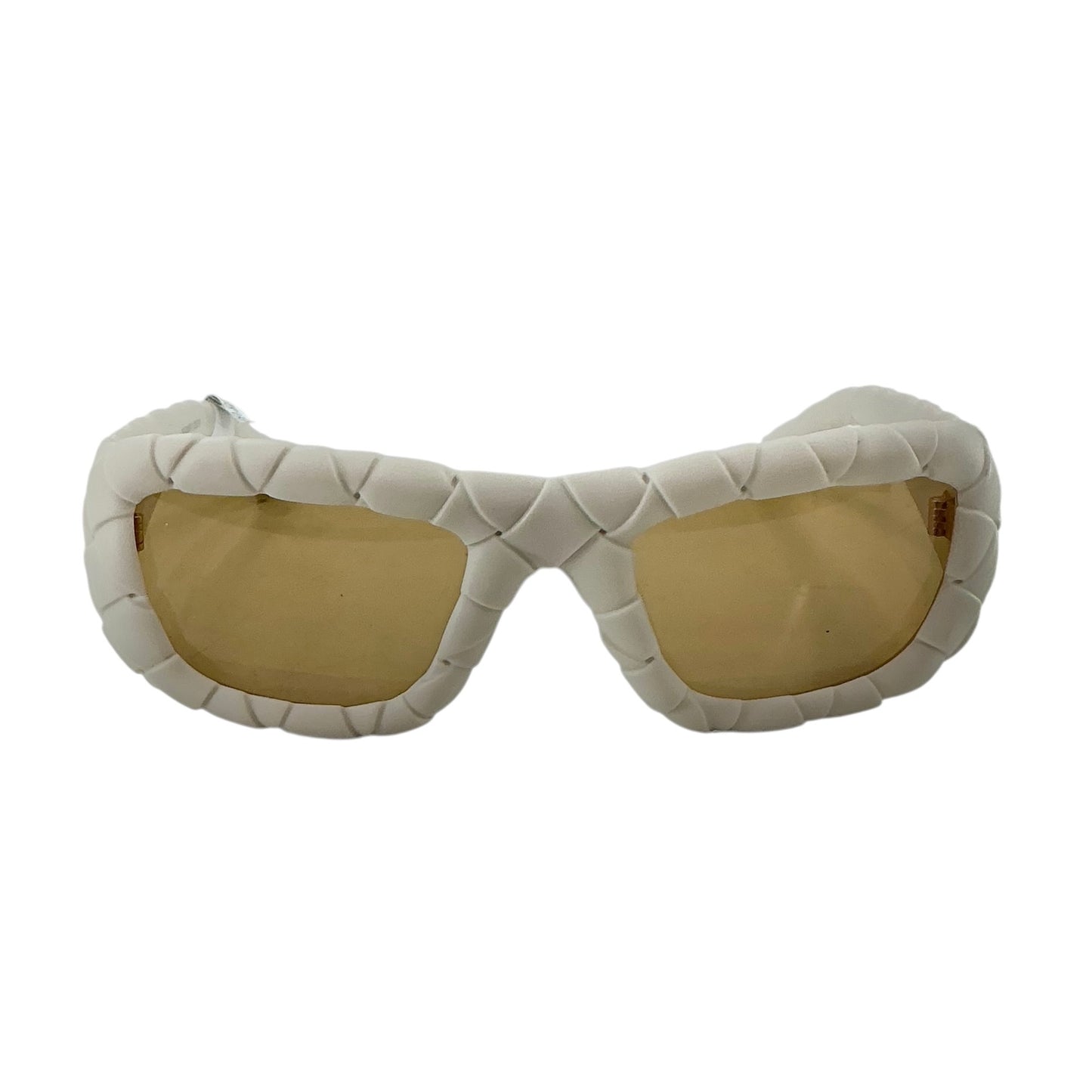 Bottega Veneta BV1303S 006 Padded Intrecciato Sunglasses Chalk White Gold