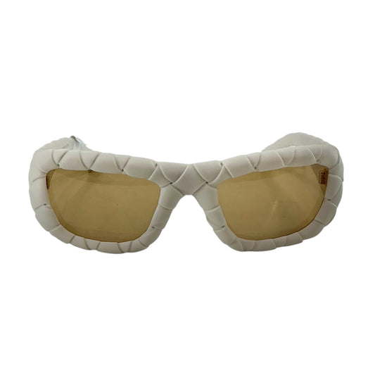 Bottega Veneta BV1303S 006 Padded Intrecciato Sunglasses Chalk White Gold