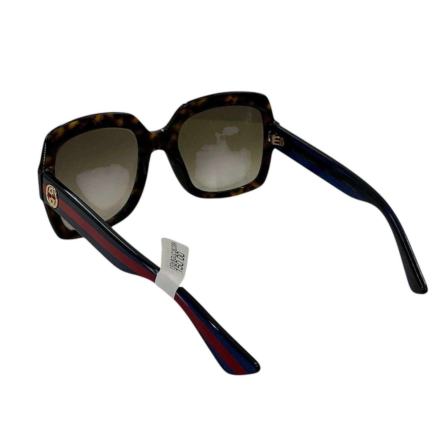 Gucci GG0036SN Women's Havana Square Sunglasses - Blue & Red Web Temple
