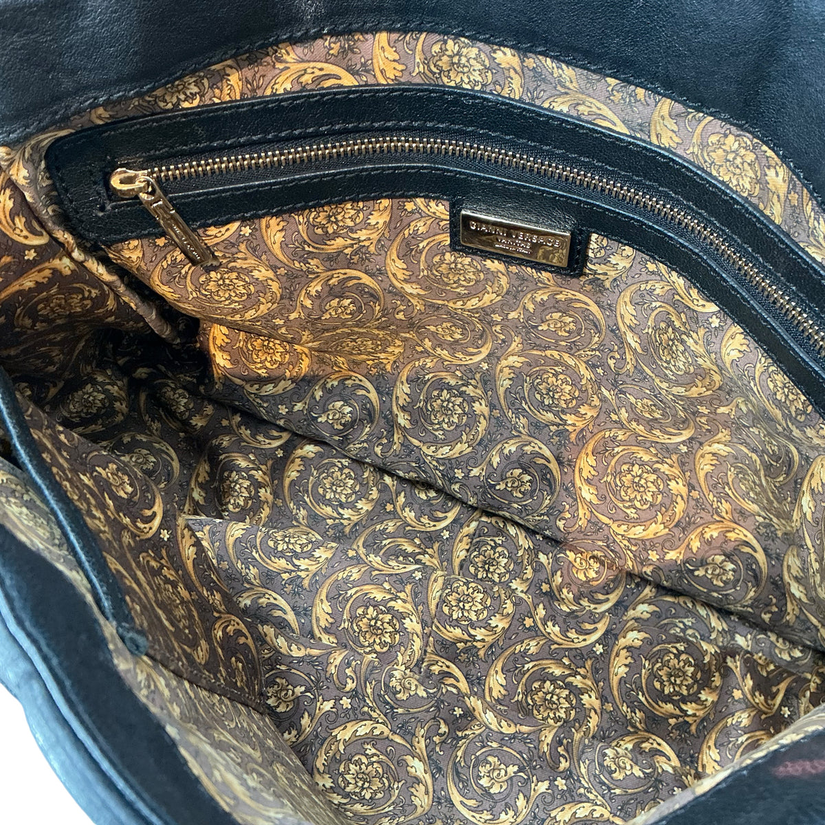 Gianni Versace Quilted Embroidered Leather Crossbody Bag