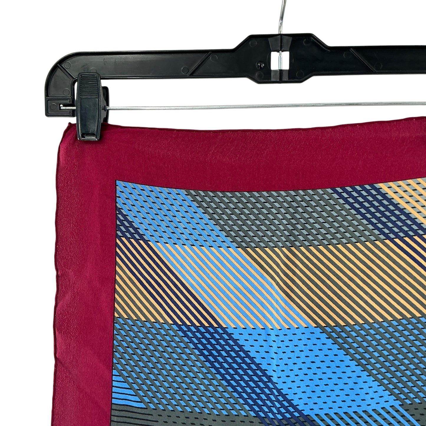 Christian Dior Vintage Silk Scarf Graphic Chevron Waves Burgundy Blue Gold