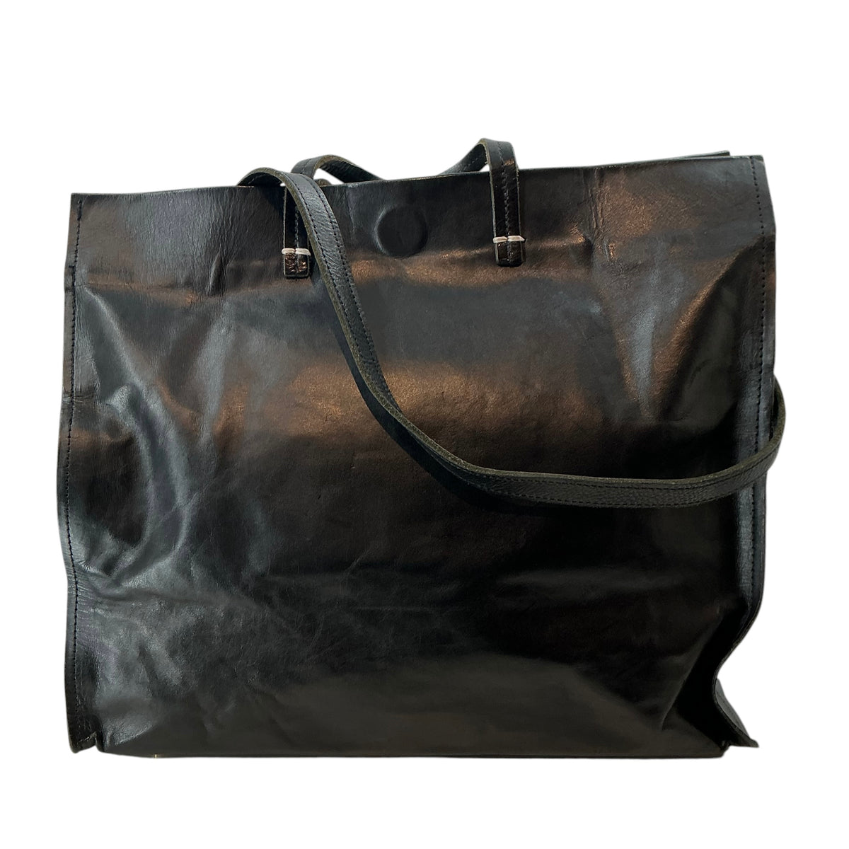 Clare V. Black Leather & Calf Hair Patchwork Simple Tote Bag