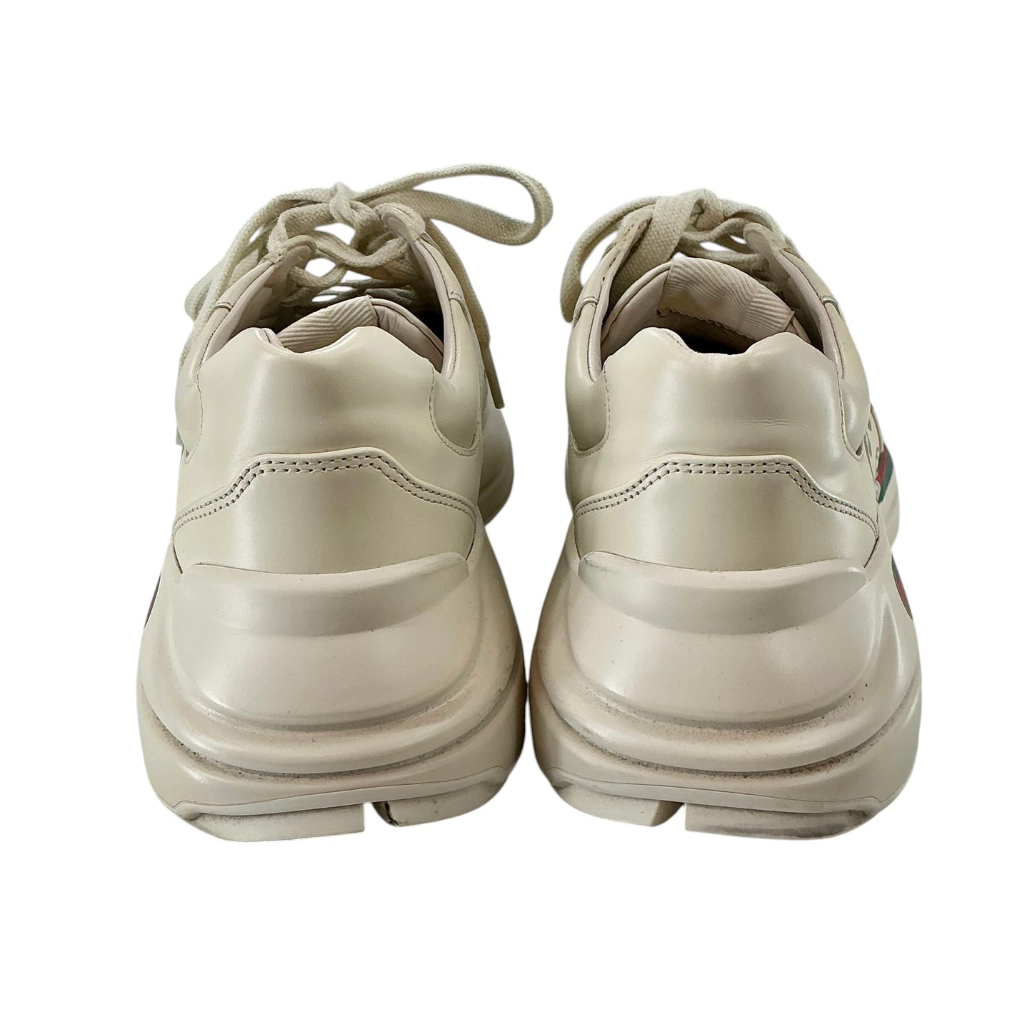 Gucci Ivory Leather Rhyton Vintage Web Logo Chunky Sneakers