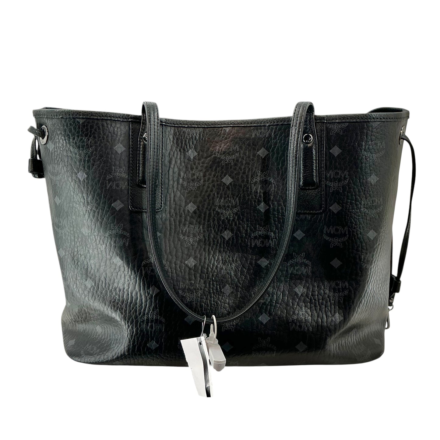 MCM Large Liz Reversible Tote Bag Black Visetos Monogram Canvas with Silver Hardware