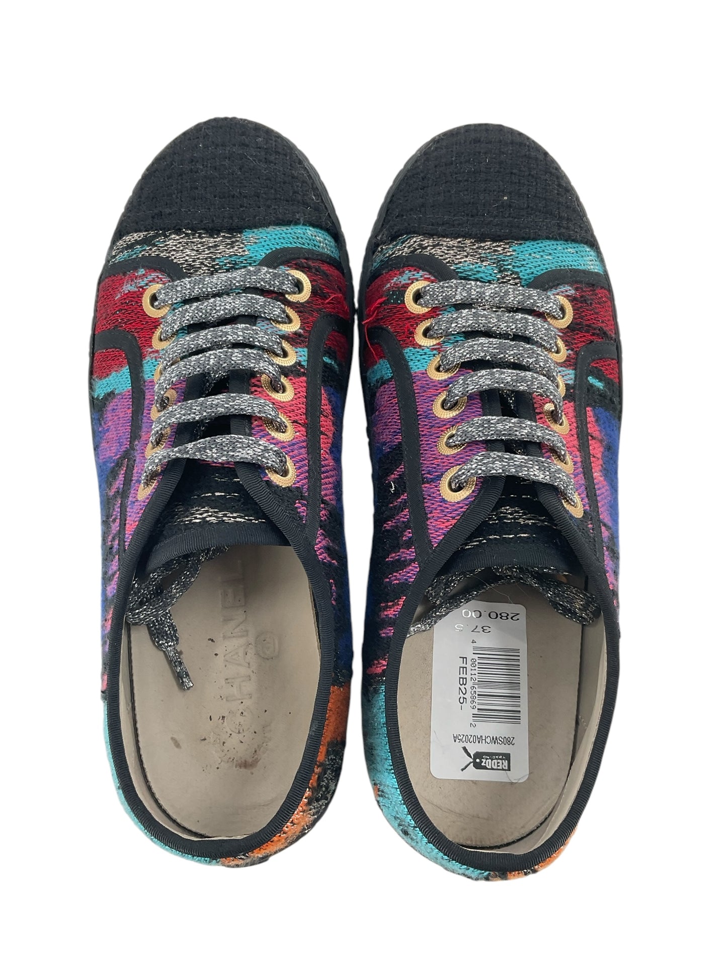 Chanel Multicolor Lace-Up Sneakers sz 37.5