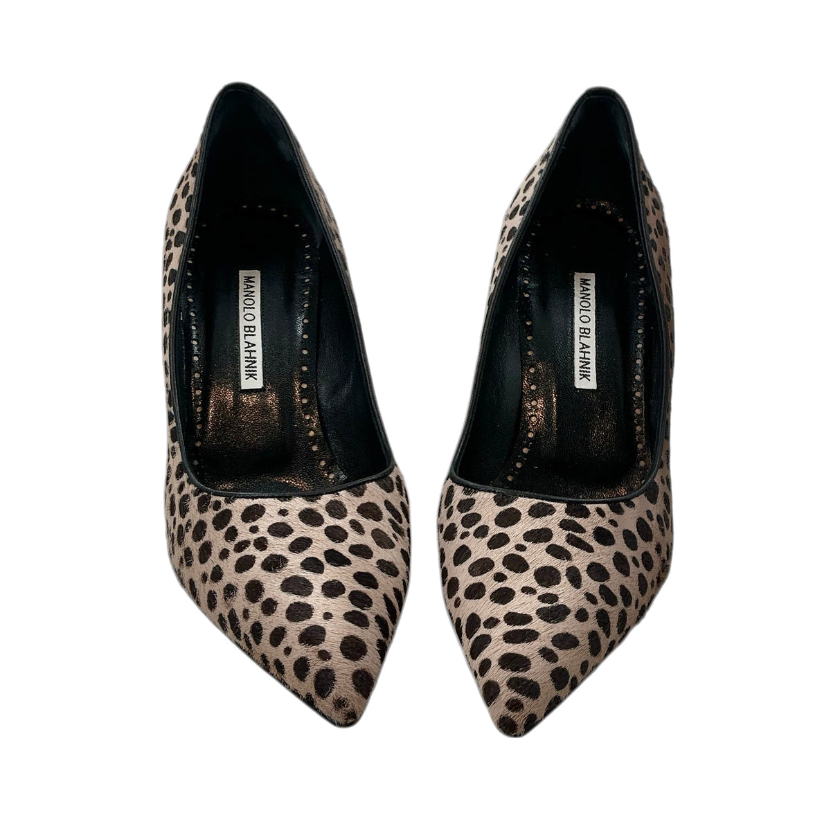 Manolo Blahnik Leopard-Print Calf Hair Block Heel Pumps