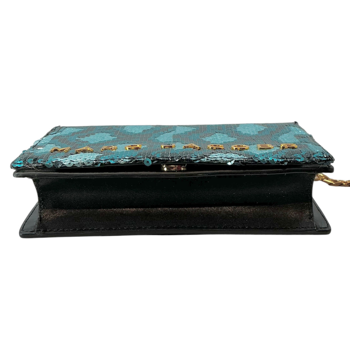 Marc Jacobs Teal & Black Sequin Snake-Print Chain Crossbody Bag