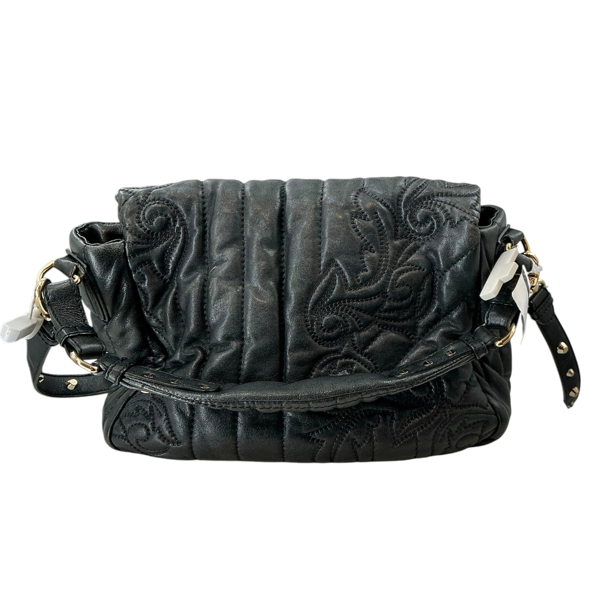 Gianni Versace Quilted Embroidered Leather Crossbody Bag