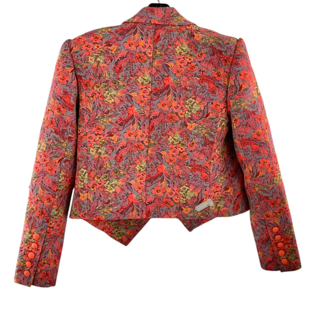 L’Agence Lila Orange Floral Boxy Cropped Blazer