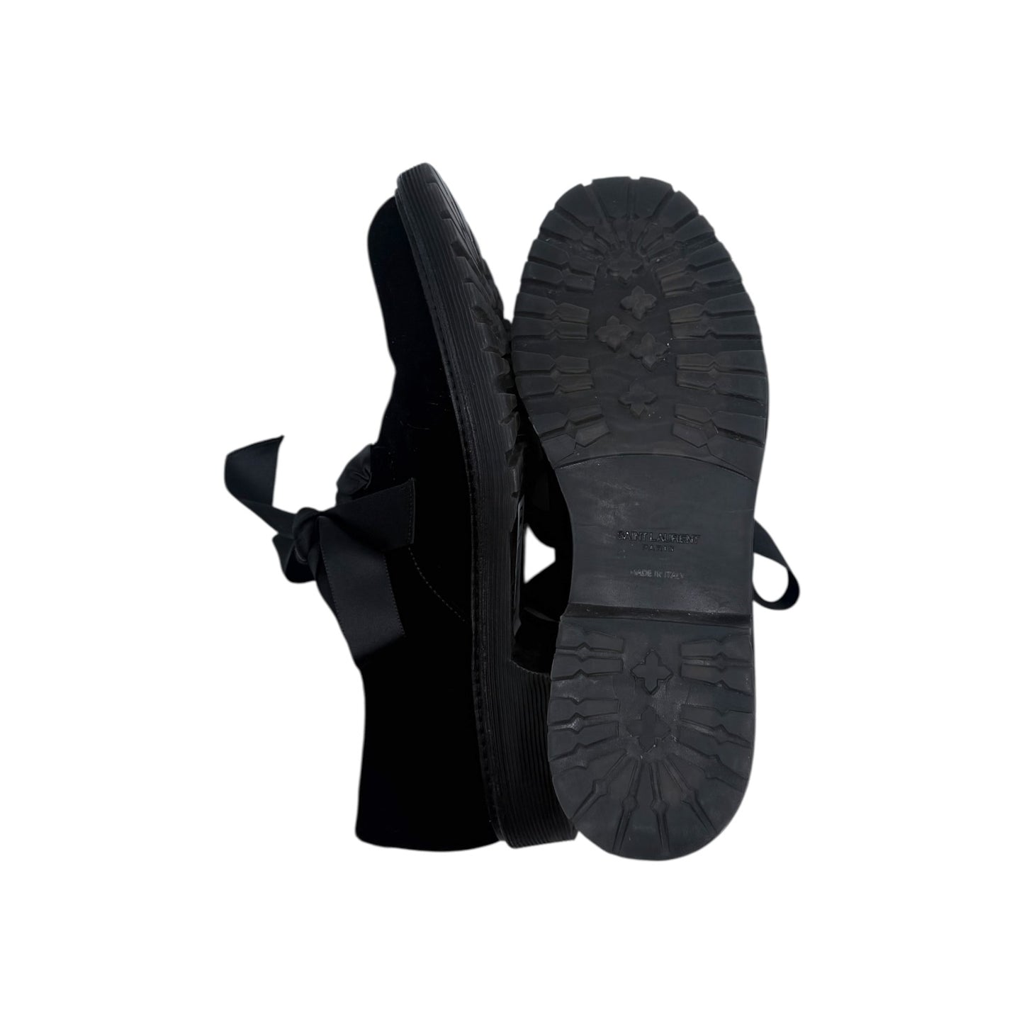 Saint Laurent Army Lace-up Velvet Shoes