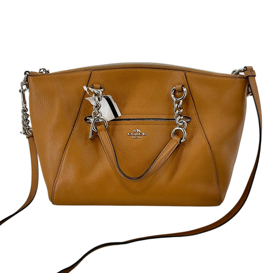 COACH Chain Prairie Satchel in Mustard / Saddle Yellow Pebbled Leather (Style 59501)