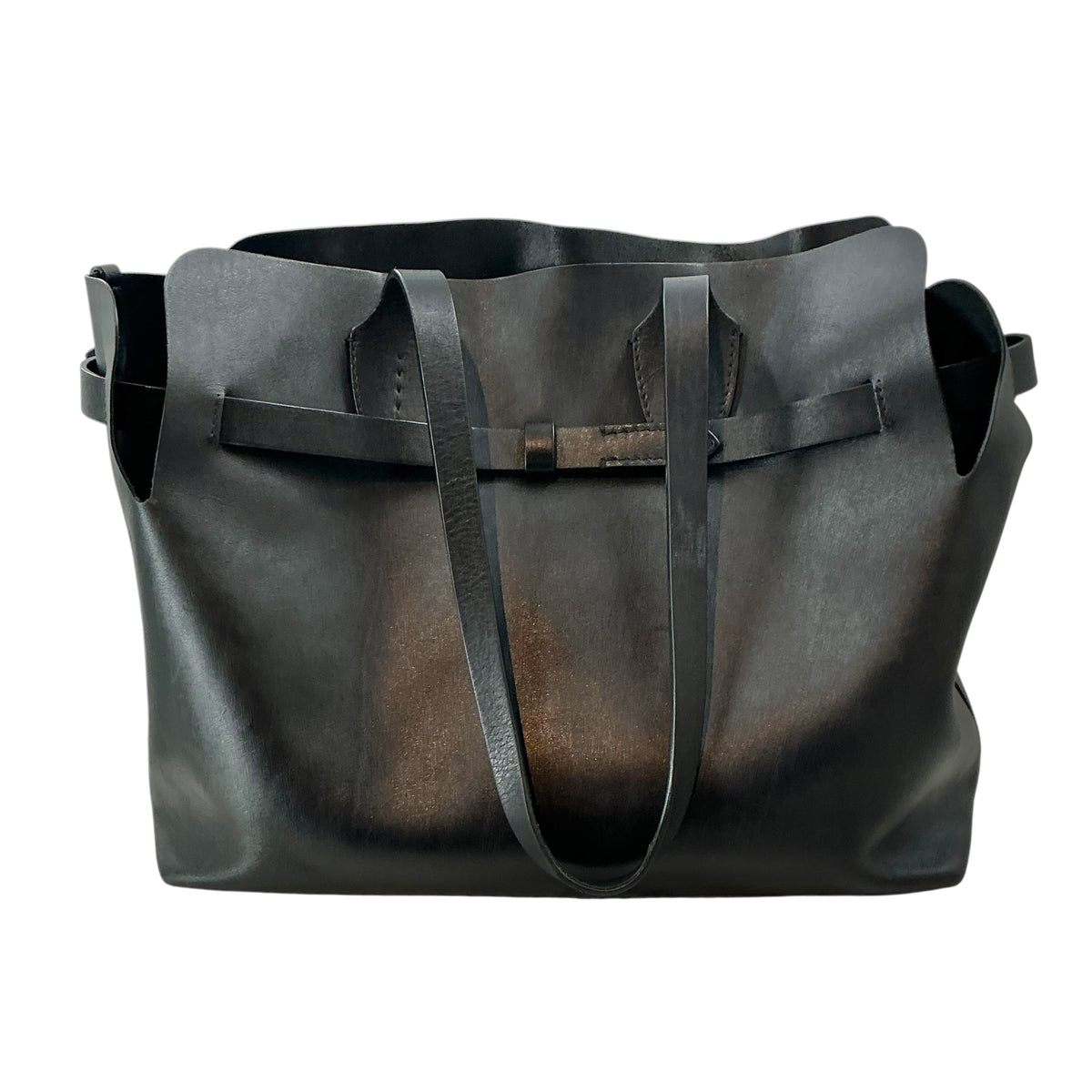 Burberry Black Soft Calfskin Leather Belted Shoulder Bag / Tote