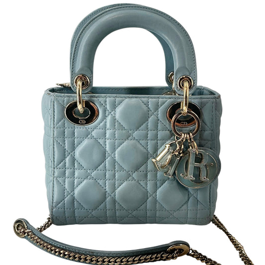Christian Dior Mini Lady Dior Bag - Light Blue/Cloud Blue Cannage Lambskin