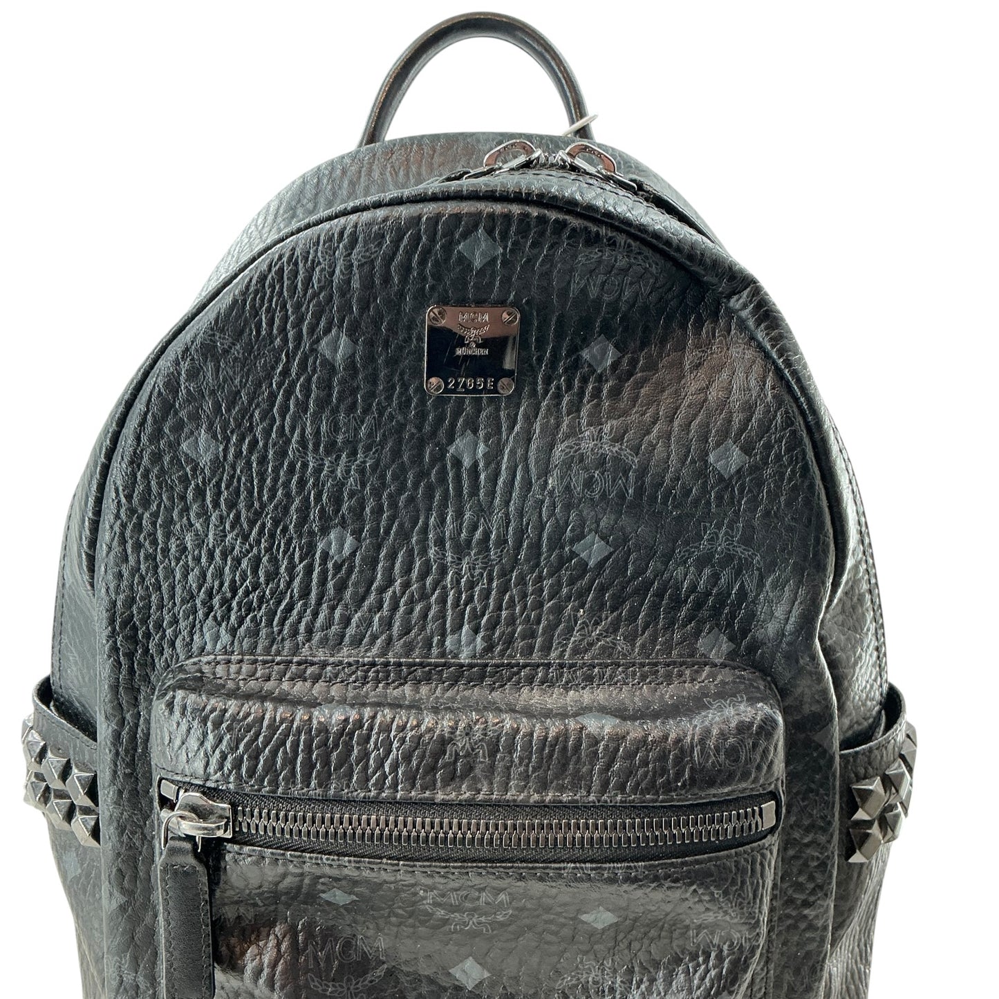 MCM Stark Side Studs Backpack in Black Visetos
