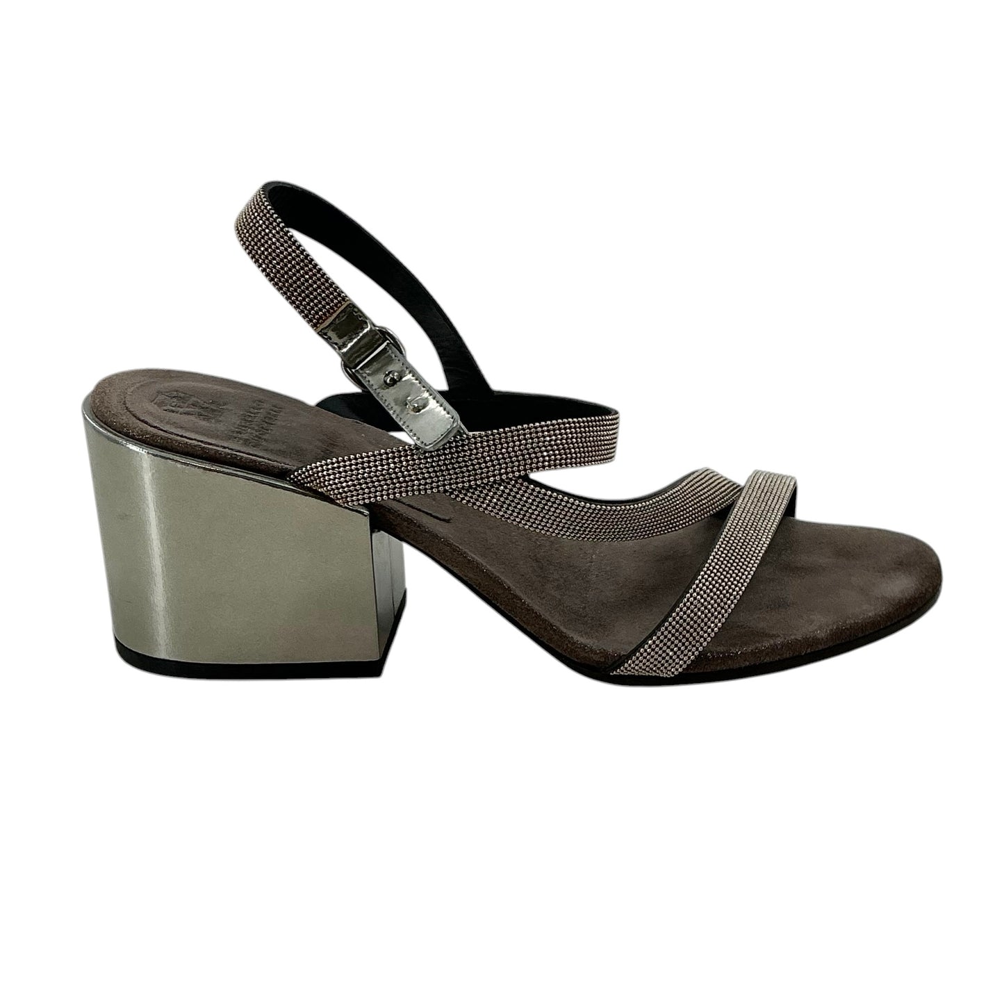 Brunello Cucinelli Monili Leather Slingback Sandals