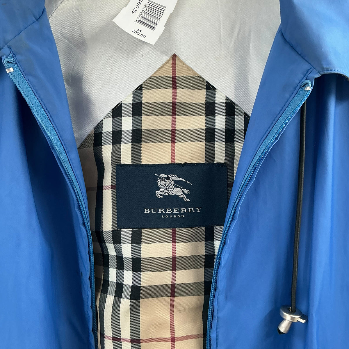 Burberry London Nova Check Trim Hooded Rain Jacket / Trench Coat