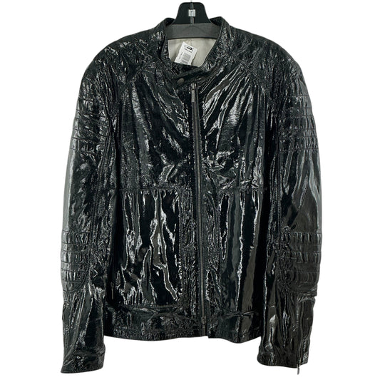 Jil Sander Black Glossy Textured Moto Blouson Jacket