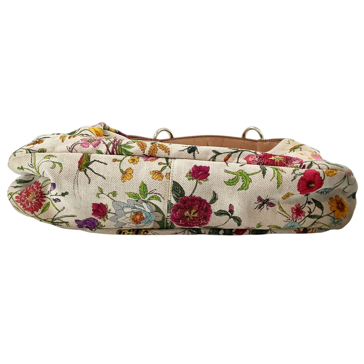 Vintage Gucci Flora Canvas Large Horsebit Hobo Bag