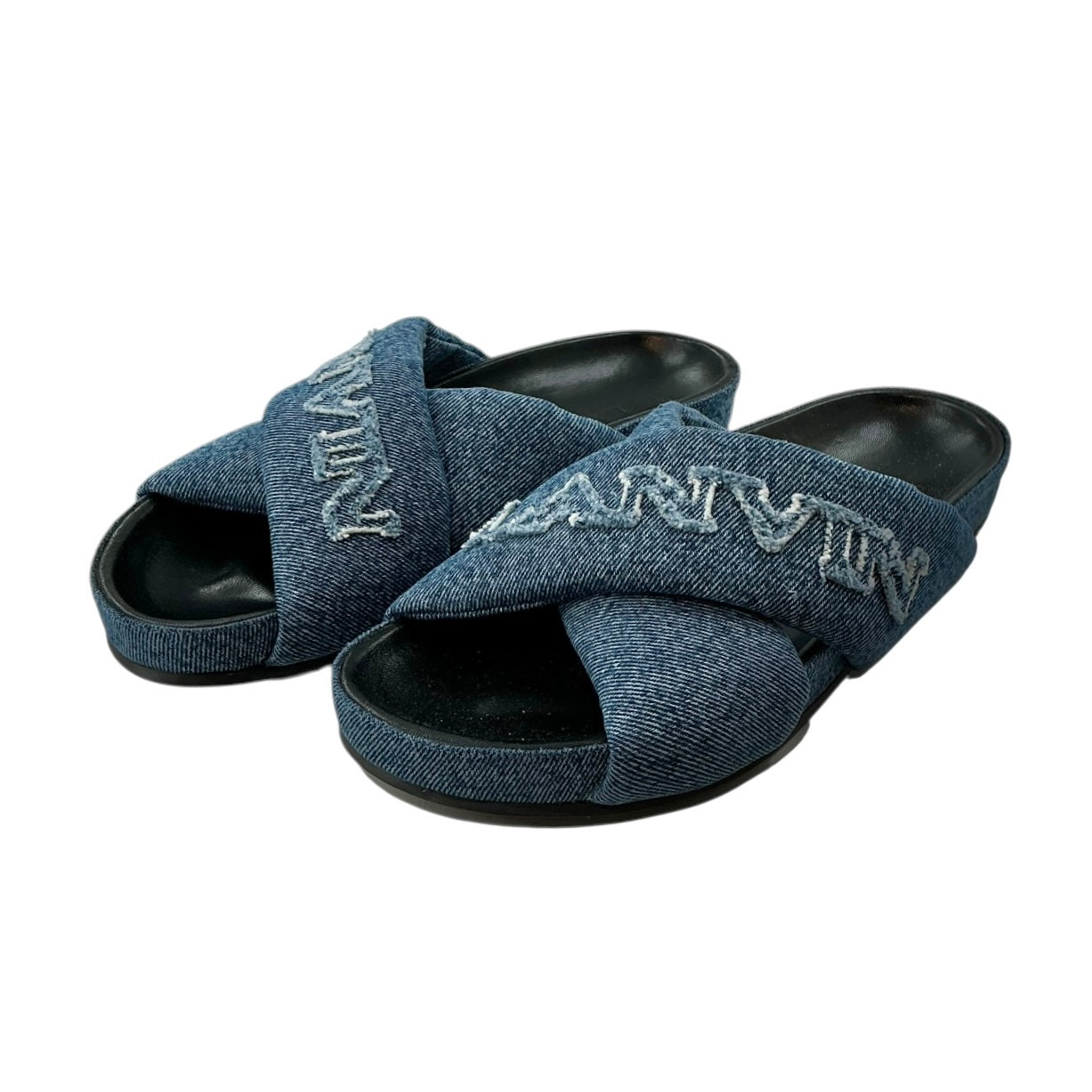 Lanvin Tinkle Logo-Embroidered Denim Sliders