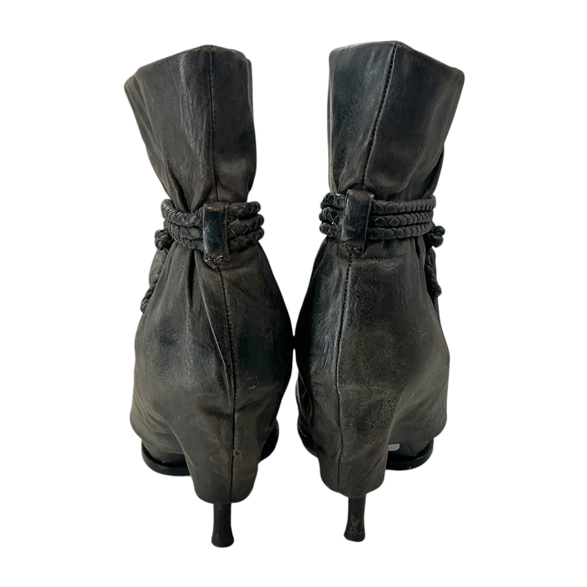 Givenchy Brown Leather Slouchy Braided Ankle Boots