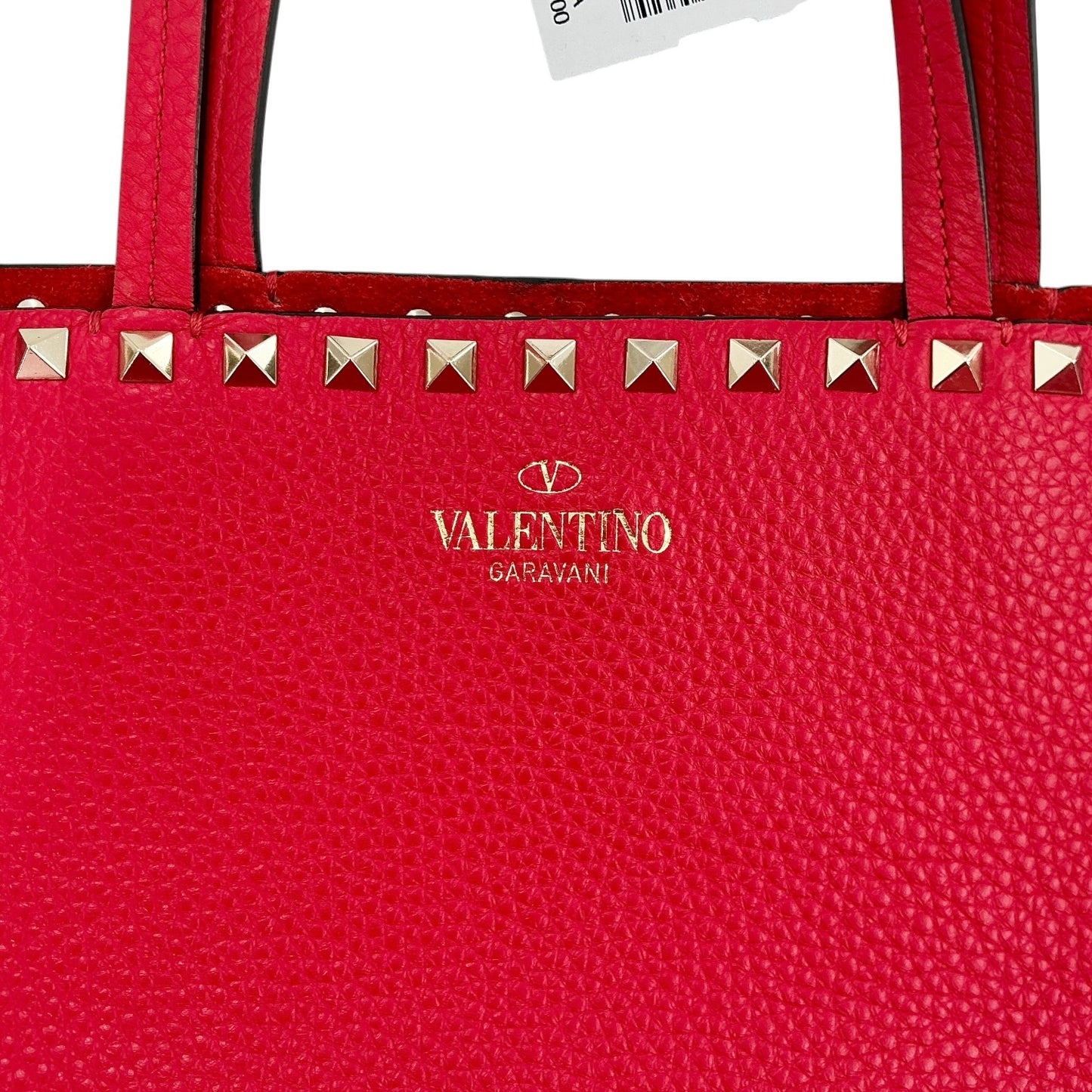 Valentino Garavani Rockstud Tote in Red Grainy Calfskin Leather