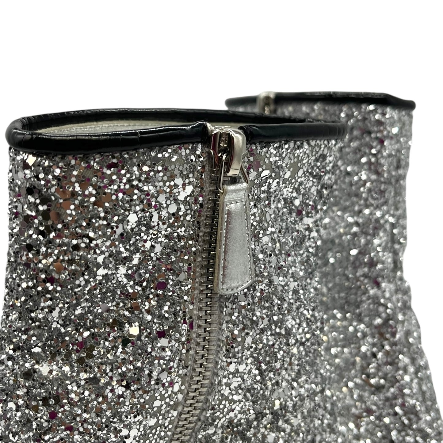 Chanel Glitter Patent Cap Toe Short Boots