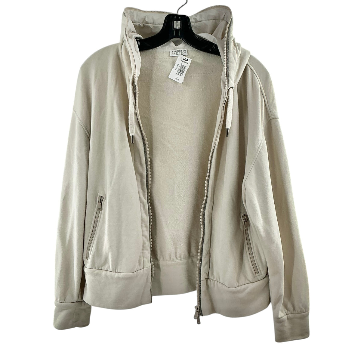 Brunello Cucinelli Travelwear Full-Zip Hoodie Sweatshirt Beige Neutral