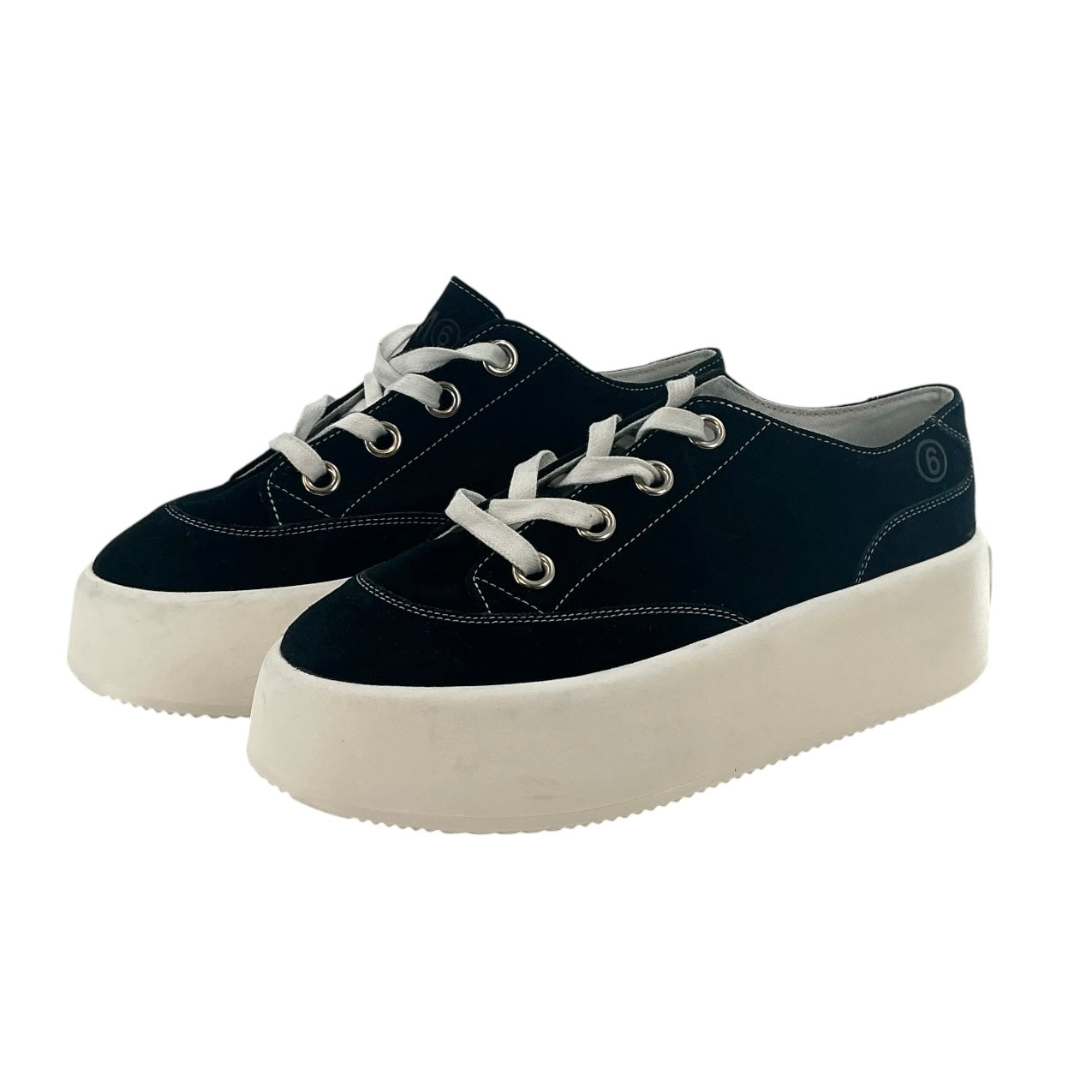 MM6 Maison Margiela Black Suede Platform Sneakers