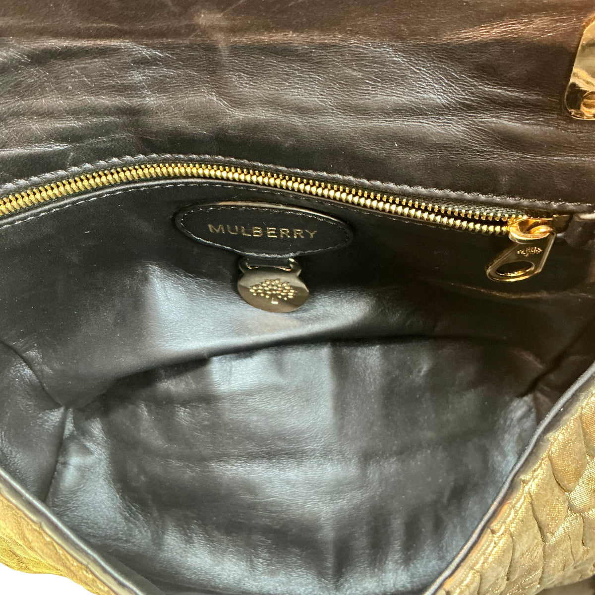 Mulberry Lily Shoulder Bag — Metallic Bronze Alligator / Croc Embossed Leather with Gold-Tone Hardware