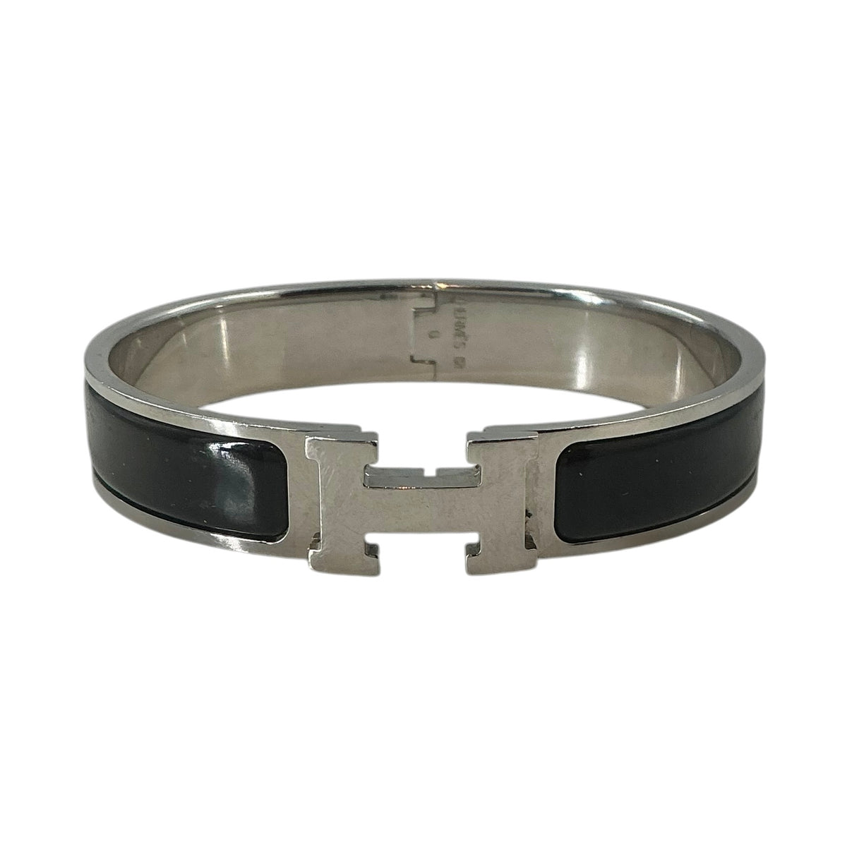 Hermès Clic H Bracelet Black Enamel Silver Palladium Hardware Bangle