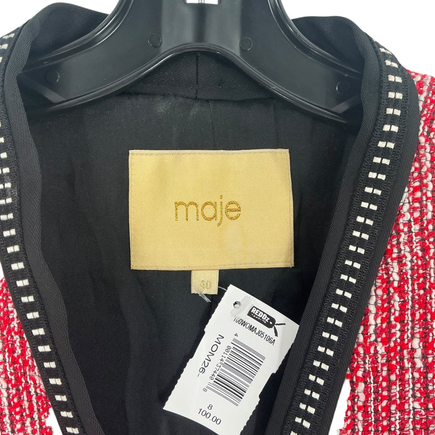 Maje "Vivor" Red & White Tweed Blazer Jacket