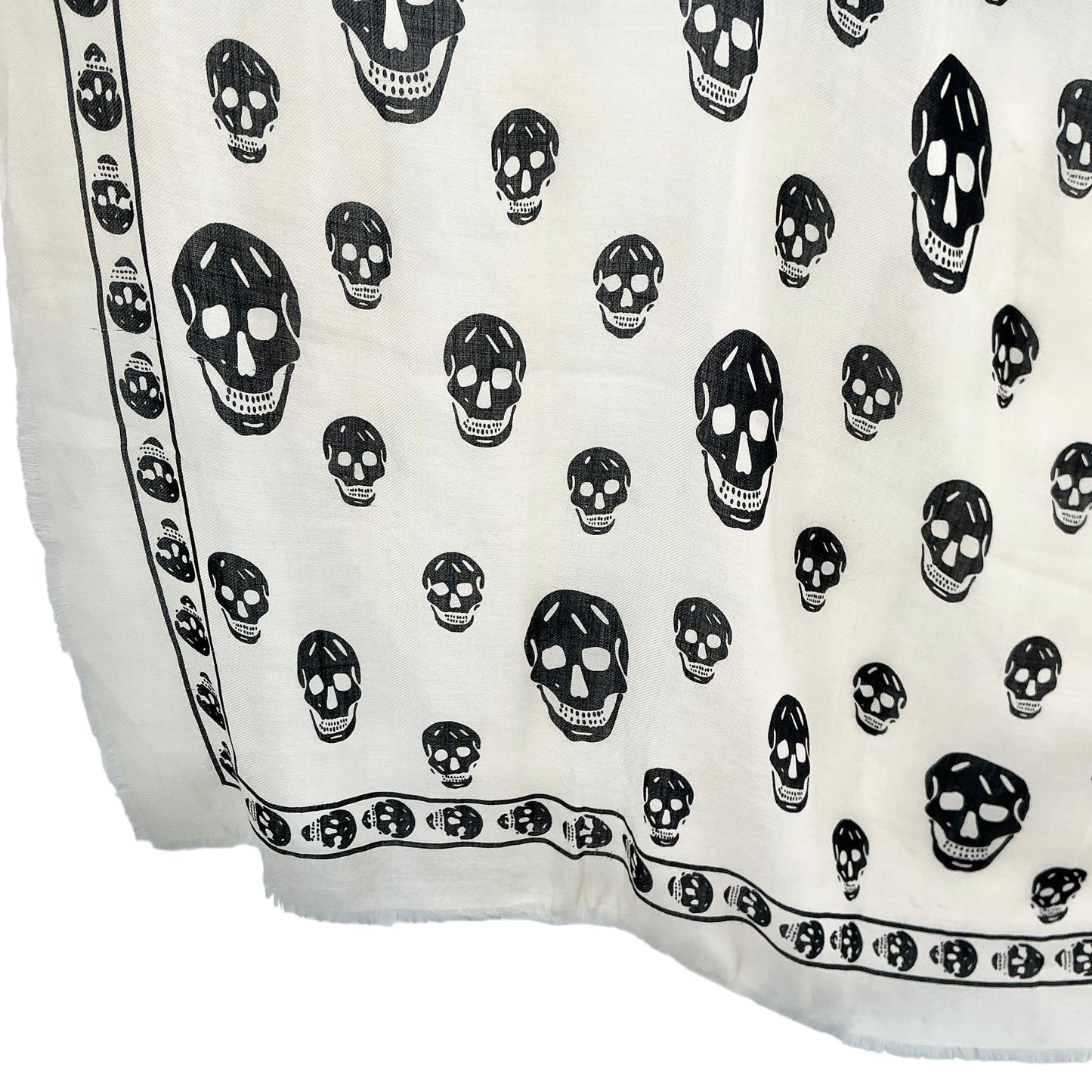 Alexander McQueen Silk Skull Chiffon Scarf - Ivory / Black