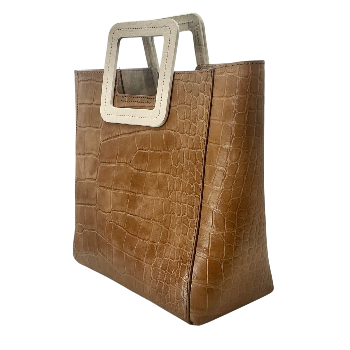STAUD Shirley Croc-Embossed Leather Tote Bag