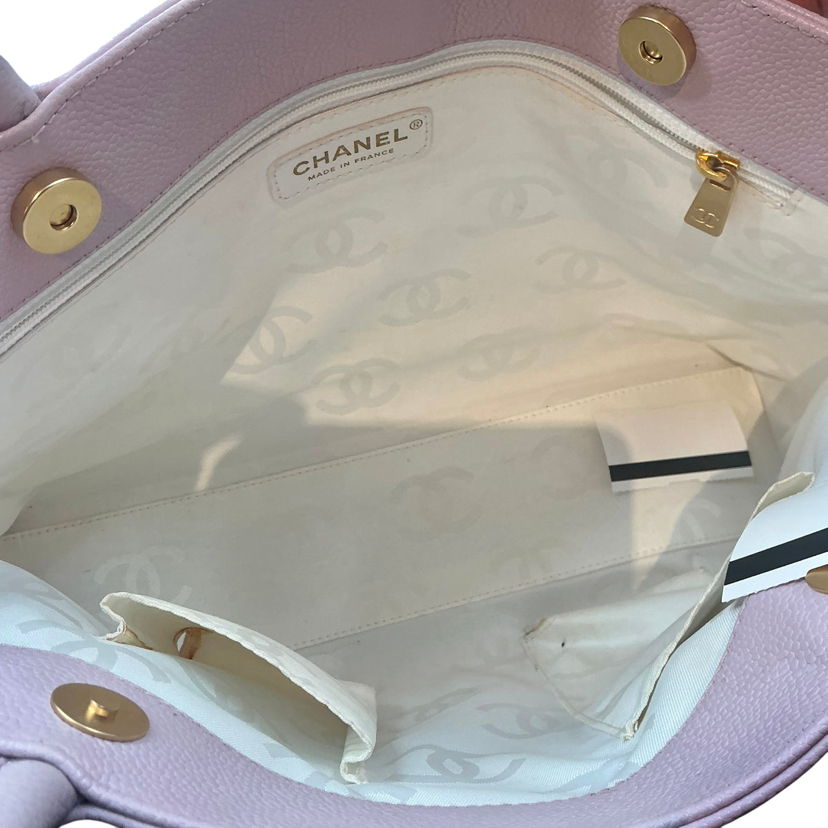 CHANEL Timeless CC Soft Lavender/ pink Caviar Leather Shoulder Shopping Tote Bag