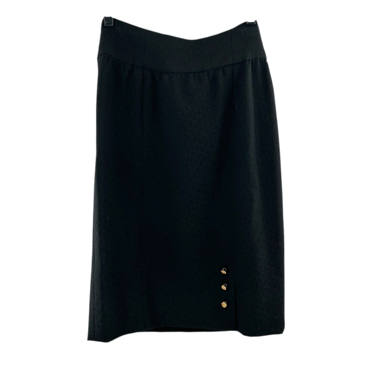 Vintage CHANEL Black Crepe Wool Pencil Skirt