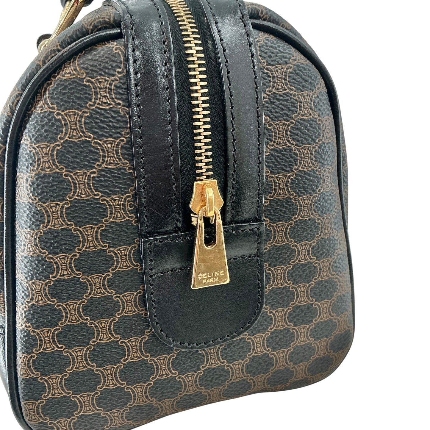 Celine Black Macadam Triomphe Mini Boston Bag