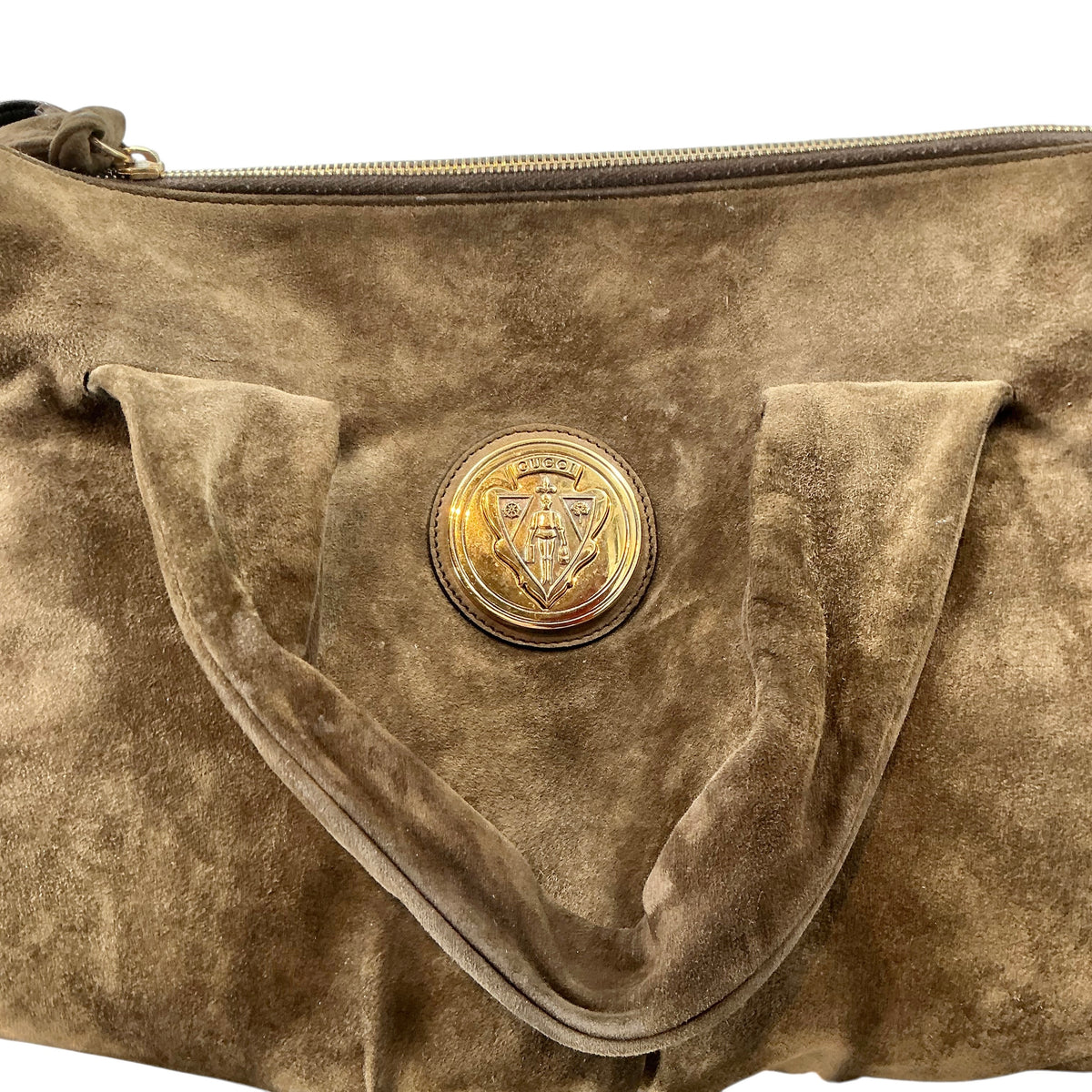 Gucci Vintage Brown Suede Hysteria Top Handle Satchel Bag