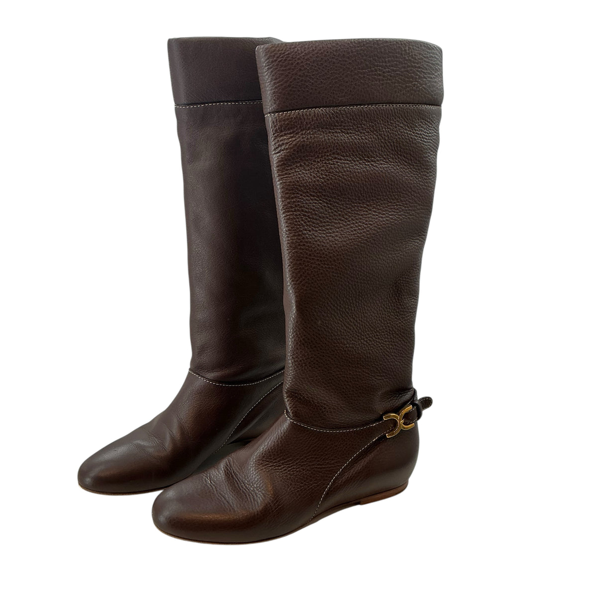 Chloé Brown Leather Knee-High Riding Boots