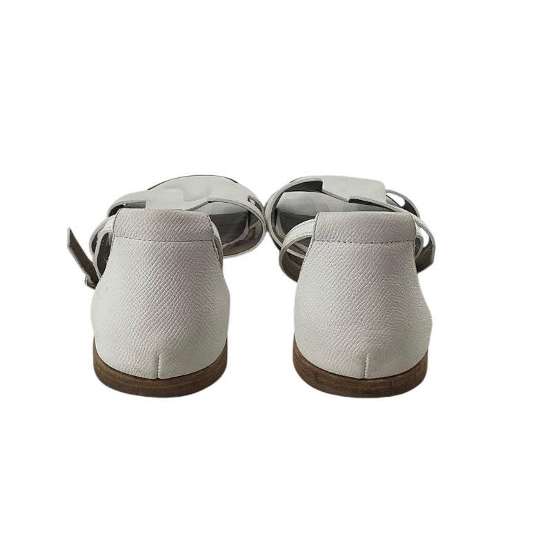 Hermès Santorini Sandals in White Epsom Leather