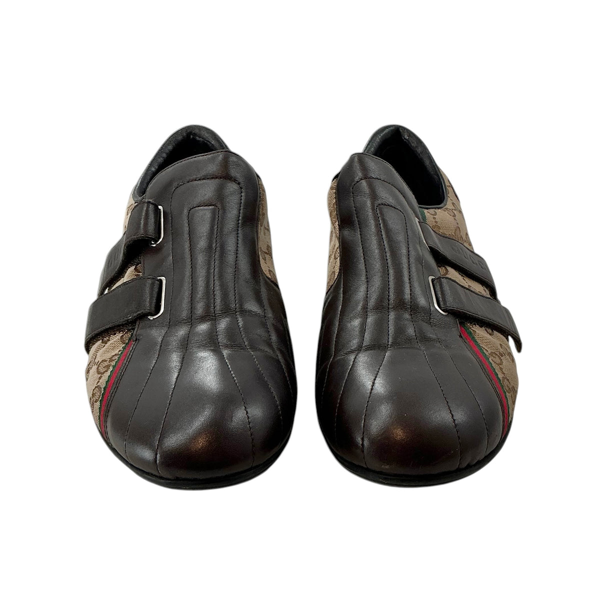 Gucci Vintage Men's GG Monogram Canvas & Leather Double Strap Sneakers