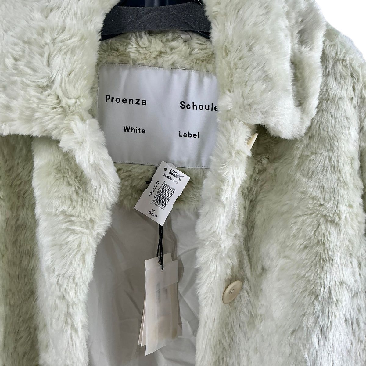 Proenza Schouler White Label Pastel Mint Green Faux Fur Jacket