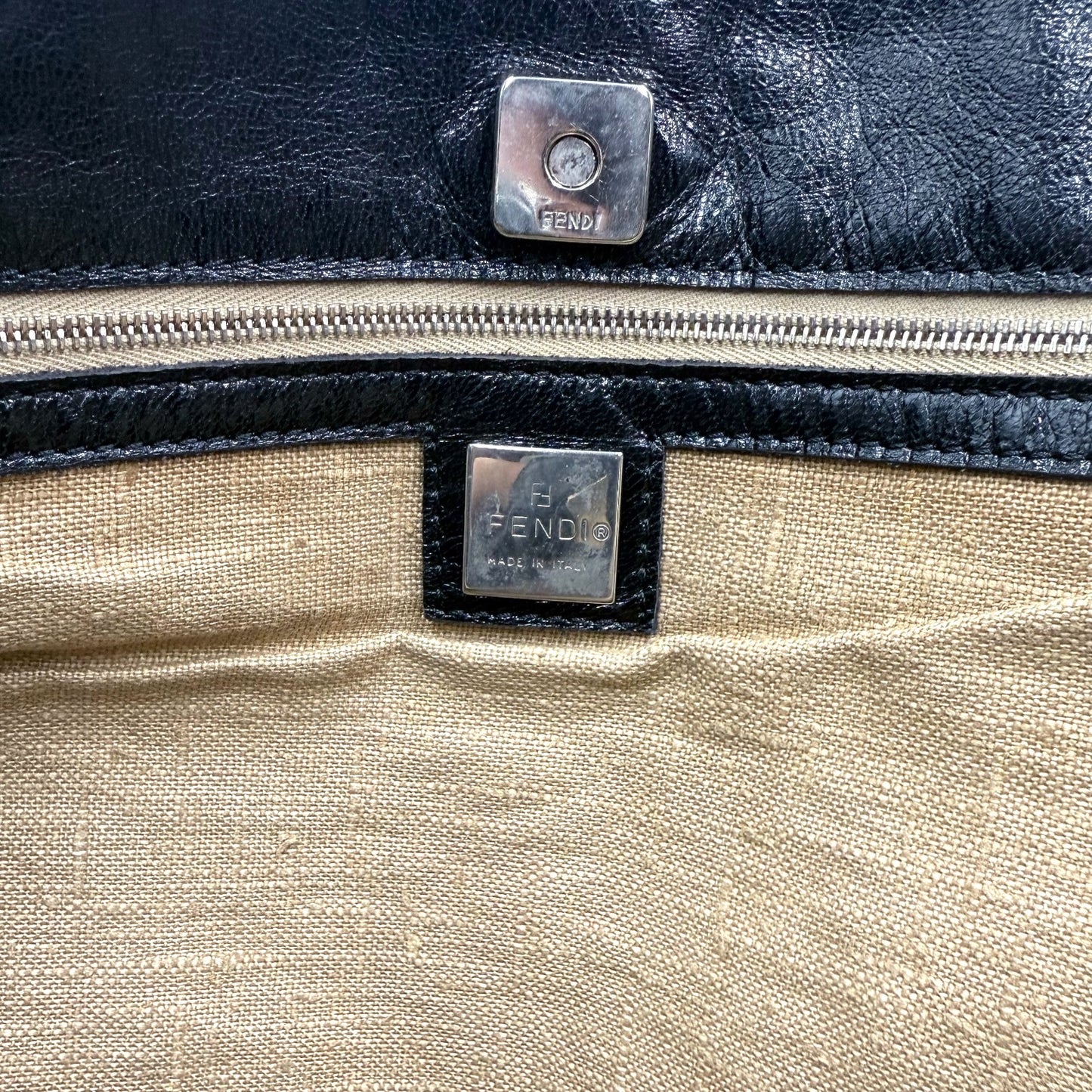Fendi Nylon Leather Pocket Tote Bags