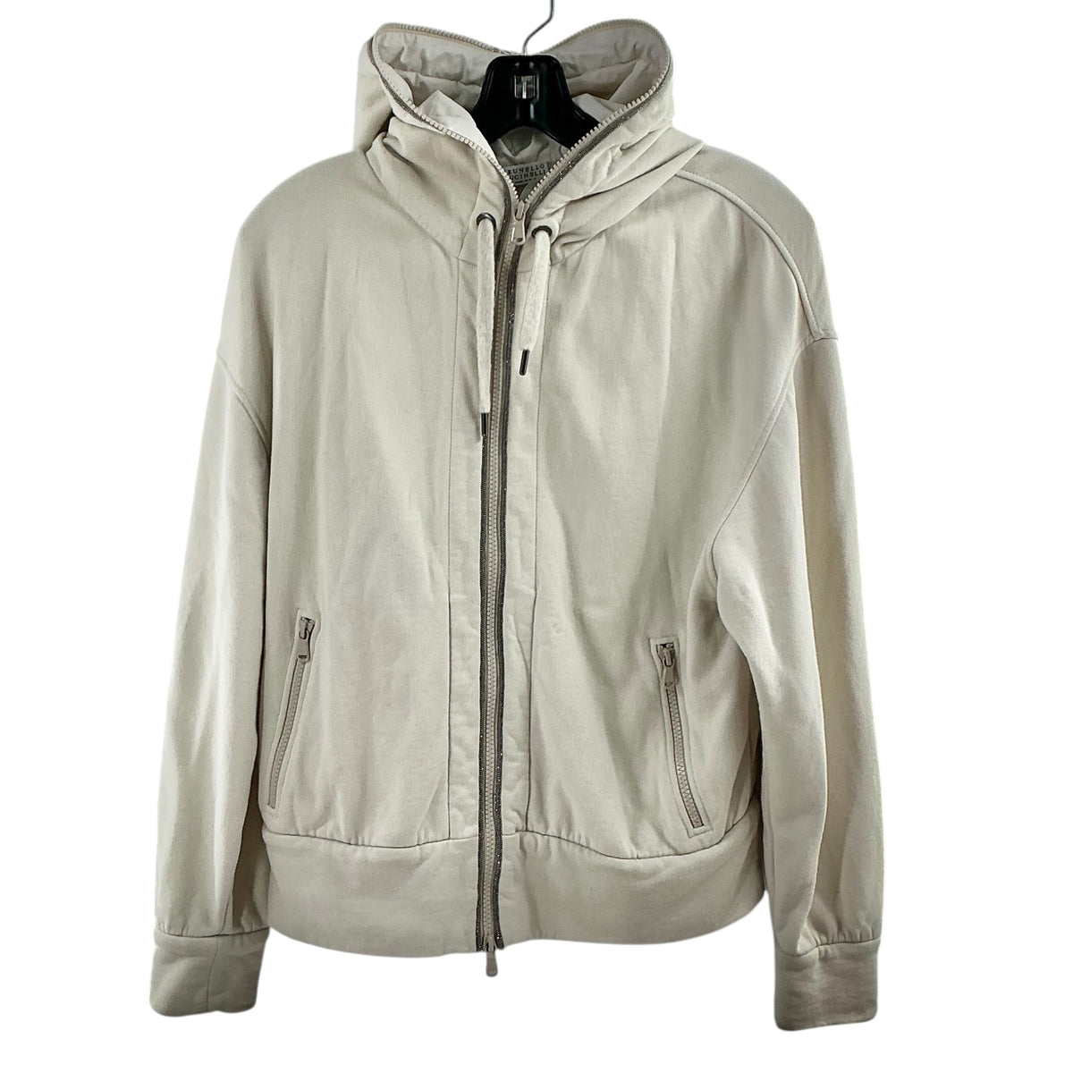 Brunello Cucinelli Travelwear Full-Zip Hoodie Sweatshirt Beige Neutral