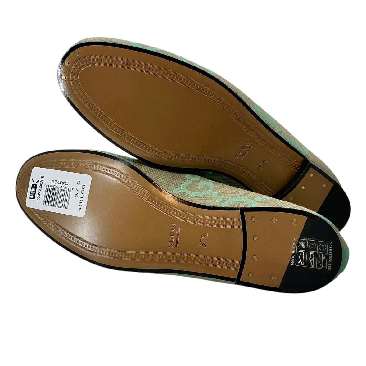 Gucci Jumbo GG Jordaan Loafer - Beige/Mint Green Canvas