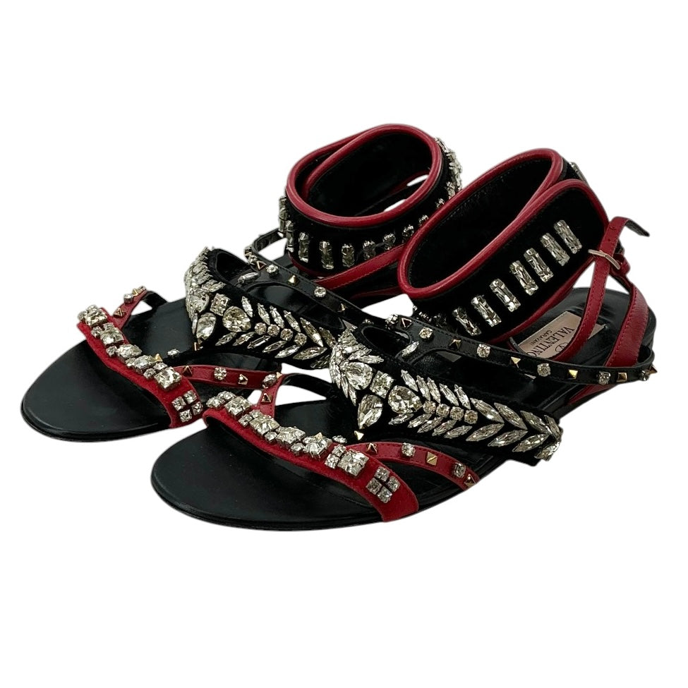 Valentino Garavani Rockstud Crystal Embellished Flat Sandals