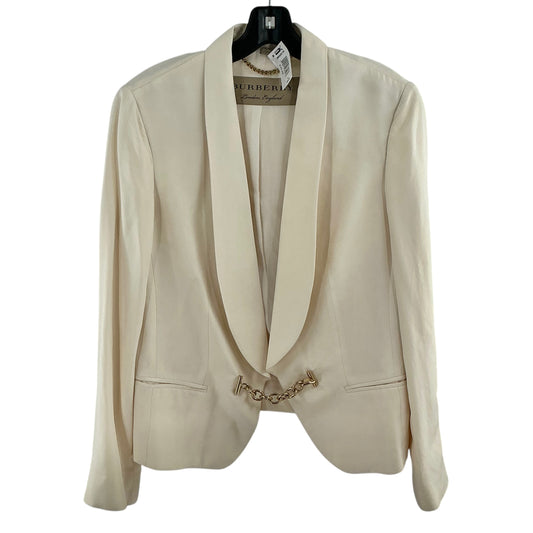 Burberry Cream Shawl-Collar Tuxedo Blazer with Gold Chain Closure