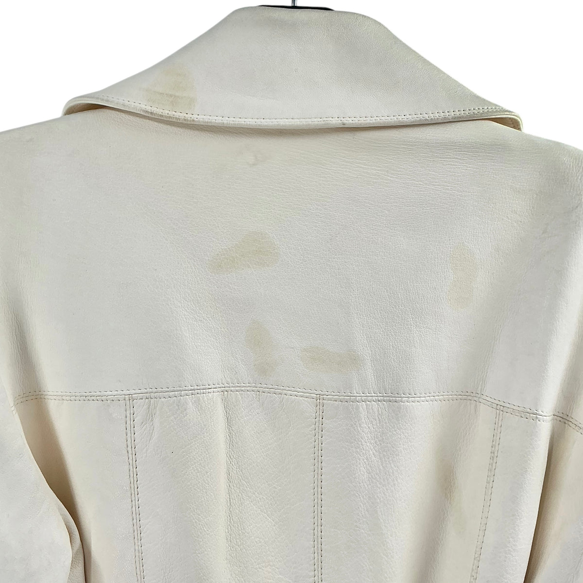 Oscar de la Renta Cream Leather Belted Safari Jacket