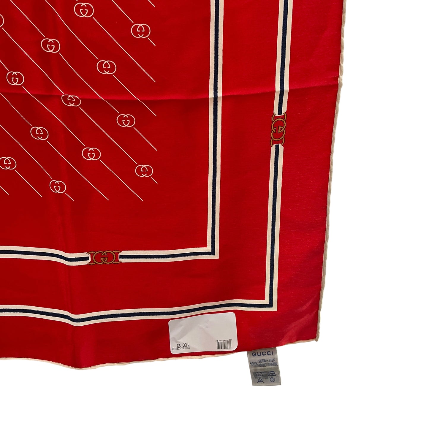 Vintage Gucci Red Interlocking GG Monogram Silk Square Scarf