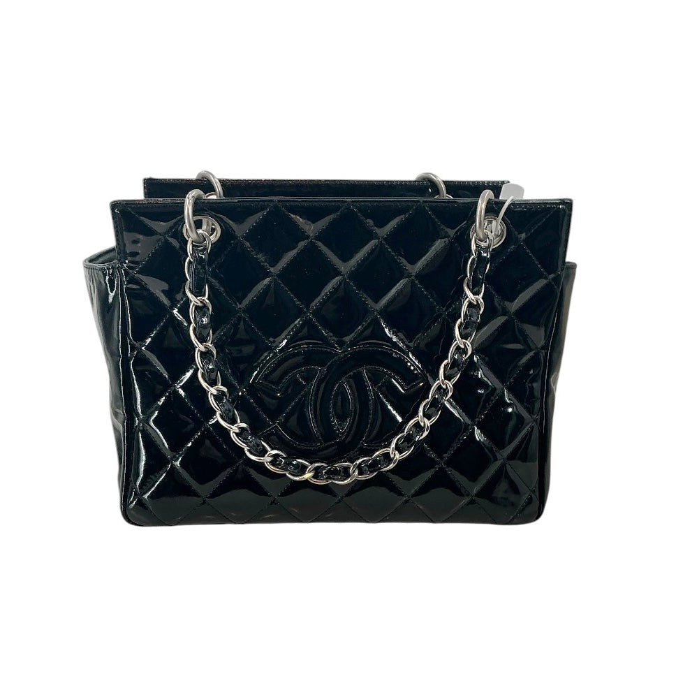 Chanel Black Quilted Patent Leather Petite Timeless Shopping Tote